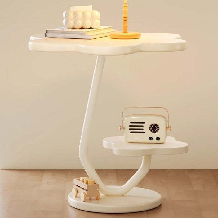 Art Deco Iron 2-Tier Table — White