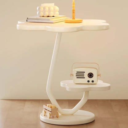 Art Deco Iron 2-Tier Table — White