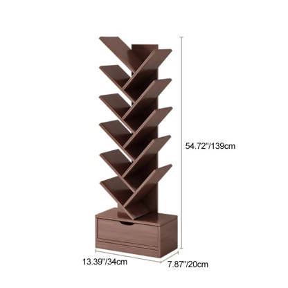 Wood Tree-Shaped Bookshelf With Drawer