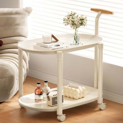 Plastic 2-Tier Cart — Milky White