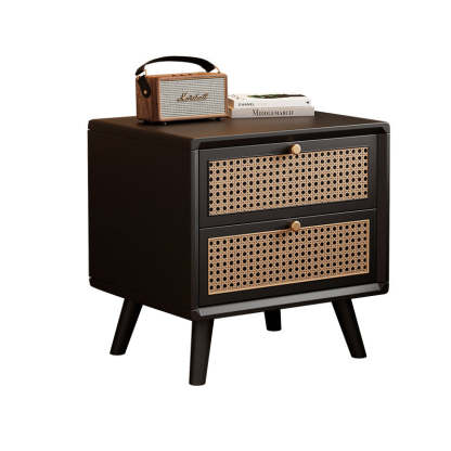 Chinese Rubberwood Nightstand 2-Drawer