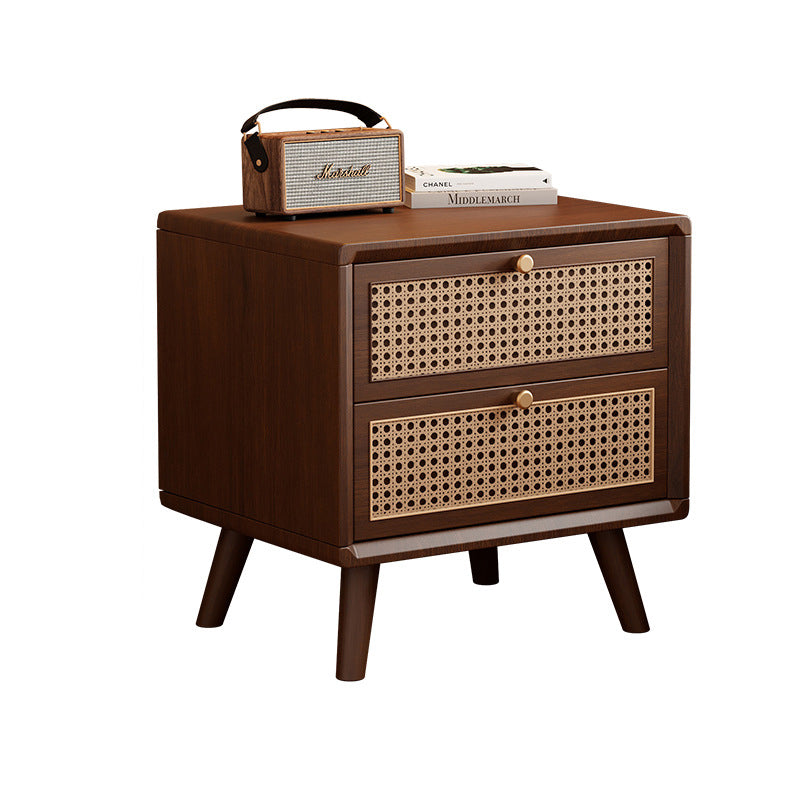 Chinese Rubberwood Nightstand 2-Drawer
