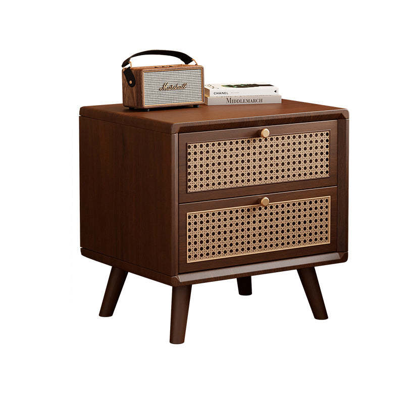 Chinese Rubberwood Nightstand 2-Drawer