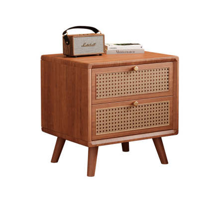 Chinese Rubberwood Nightstand 2-Drawer