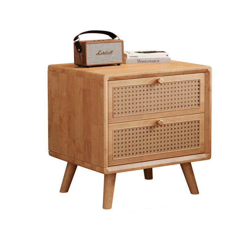 Chinese Rubberwood Nightstand 2-Drawer