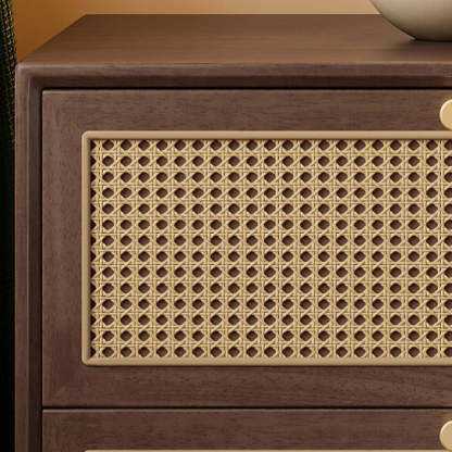 Chinese Rubberwood Nightstand 2-Drawer — Walnut