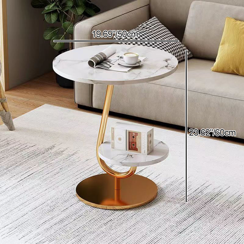 Minimalist Iron Round 2-Tier Coffee Table — Black + Black Frame