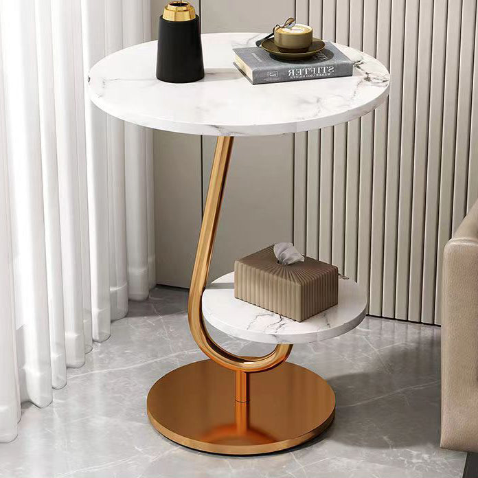 Minimalist Iron Round 2-Tier Coffee Table — Black + Black Frame