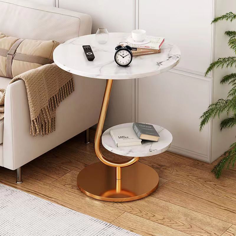 Minimalist Iron Round 2-Tier Coffee Table