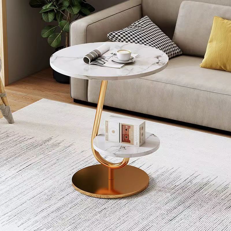 Minimalist Iron Round 2-Tier Coffee Table
