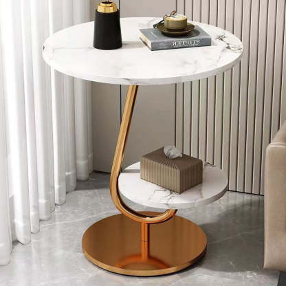 Minimalist Iron Round 2-Tier Coffee Table