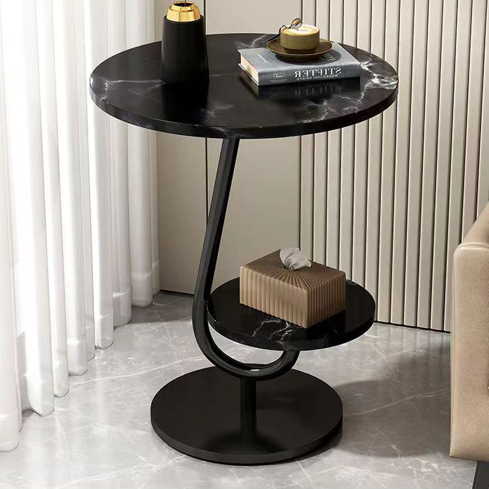 Minimalist Iron Round 2-Tier Coffee Table