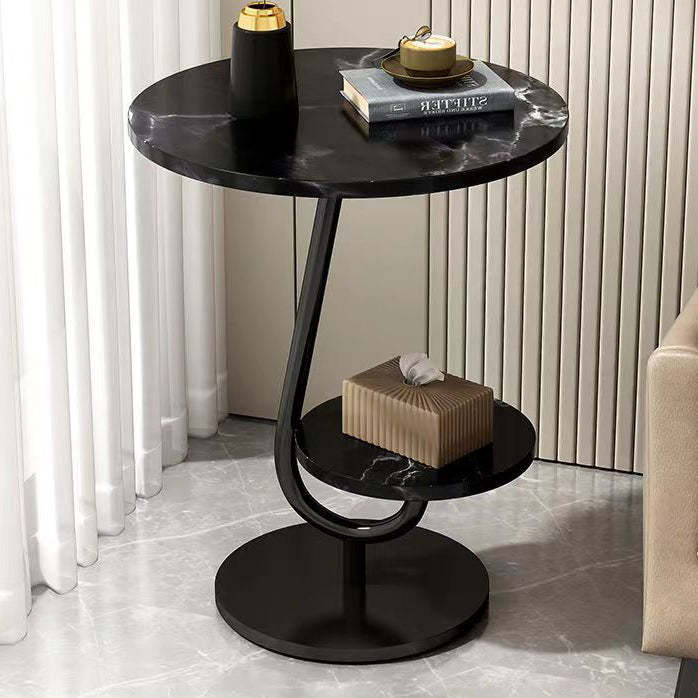 Minimalist Iron Round 2-Tier Coffee Table