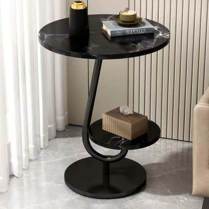 Minimalist Iron Round 2-Tier Coffee Table