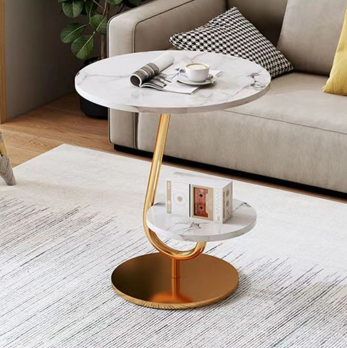 Minimalist Iron Round 2-Tier Coffee Table