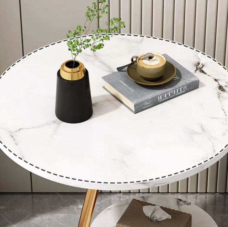 Minimalist Iron Round 2-Tier Coffee Table