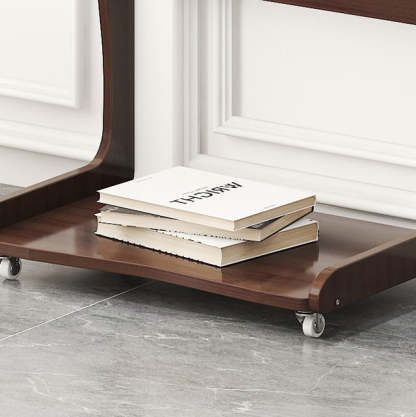 Minimalist Bamboo Rectangular 2-Tier Wheeled End Table