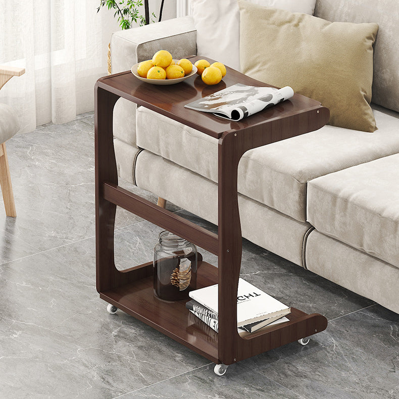 Minimalist Bamboo Rectangular 2-Tier Wheeled End Table