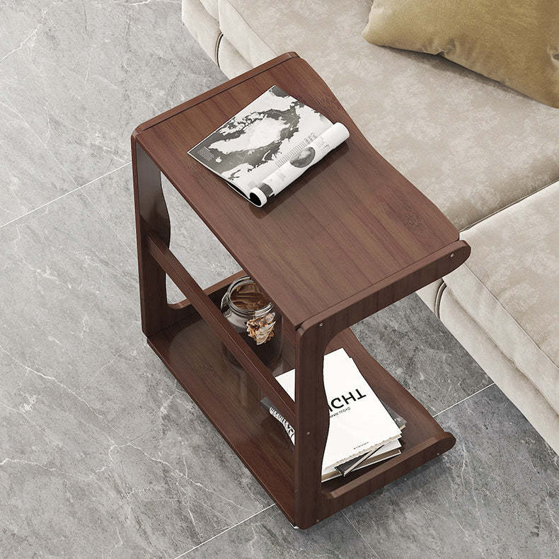 Minimalist Bamboo Rectangular 2-Tier Wheeled End Table