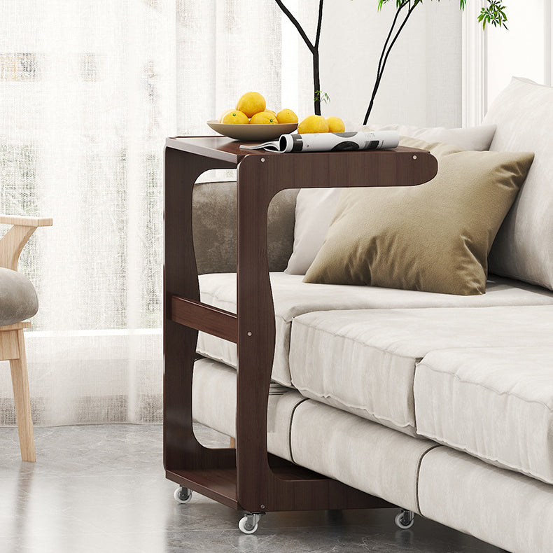 Minimalist Bamboo Rectangular 2-Tier Wheeled End Table