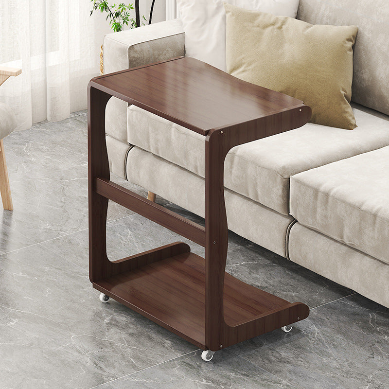 Minimalist Bamboo Rectangular 2-Tier Wheeled End Table