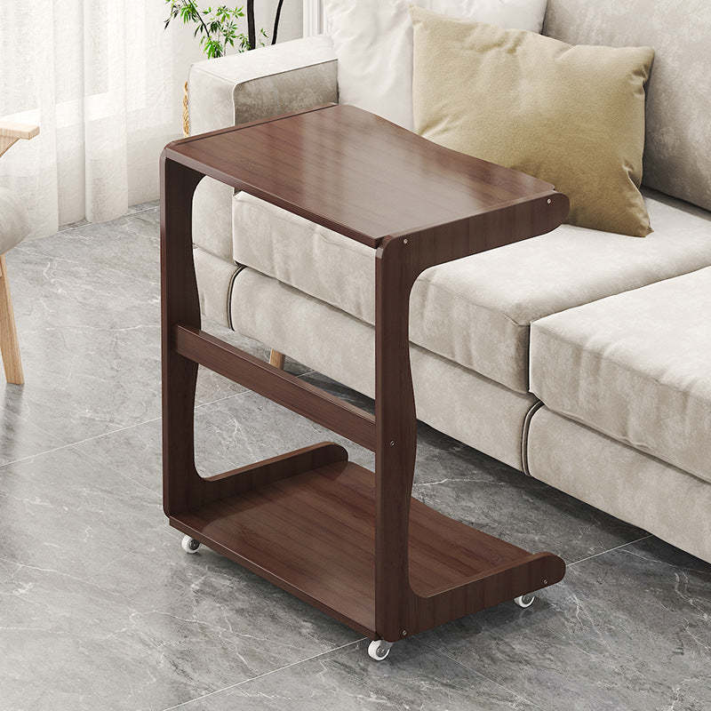 Minimalist Bamboo Rectangular 2-Tier Wheeled End Table