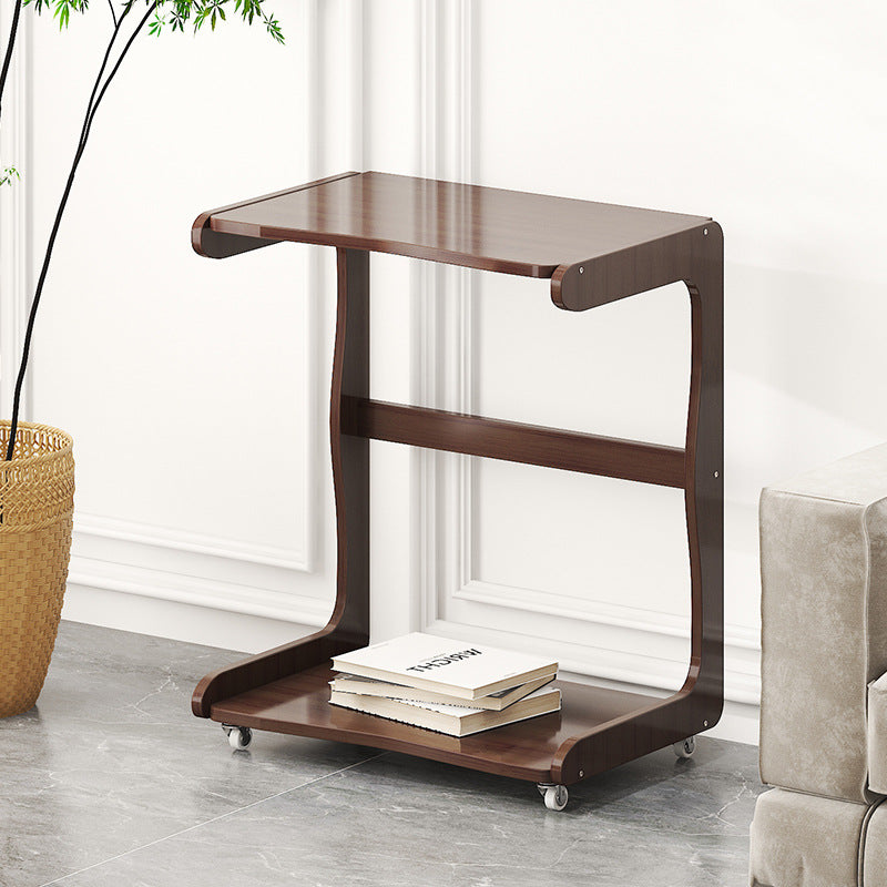 Minimalist Bamboo Rectangular 2-Tier Wheeled End Table
