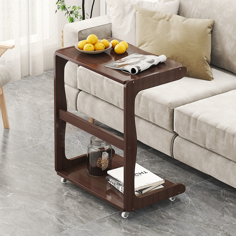 Minimalist Bamboo Rectangular 2-Tier Wheeled End Table