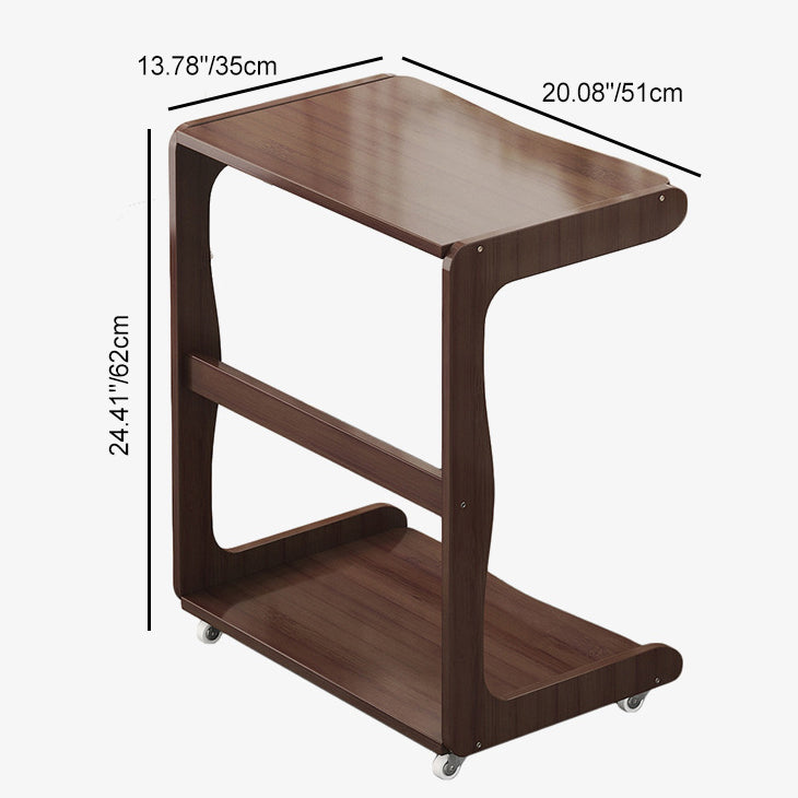 Minimalist Bamboo Rectangular 2-Tier Wheeled End Table