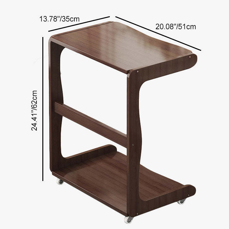 Minimalist Bamboo Rectangular 2-Tier Wheeled End Table