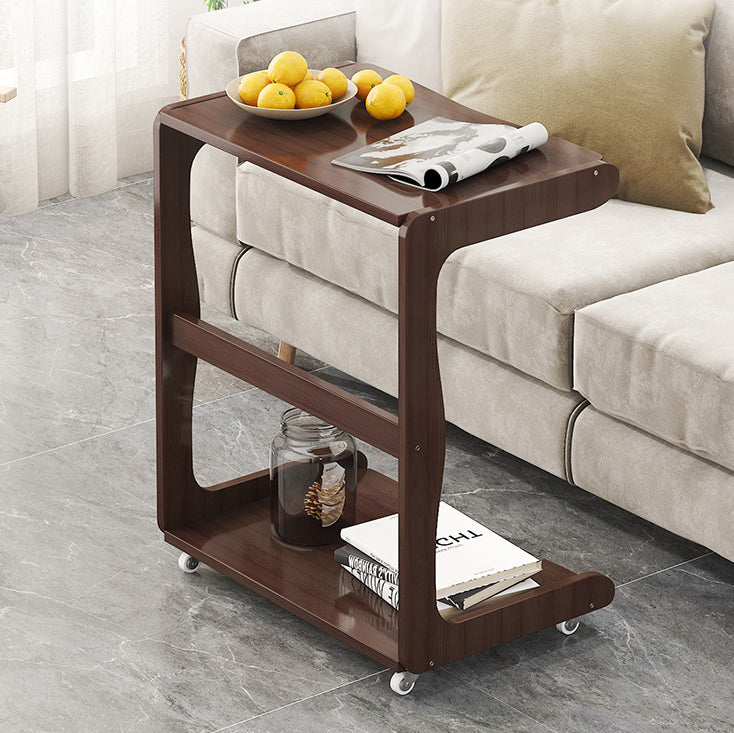 Minimalist Bamboo Rectangular 2-Tier Wheeled End Table