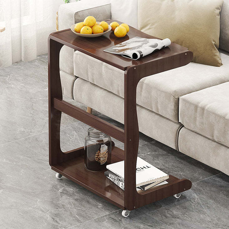 Minimalist Bamboo Rectangular 2-Tier Wheeled End Table