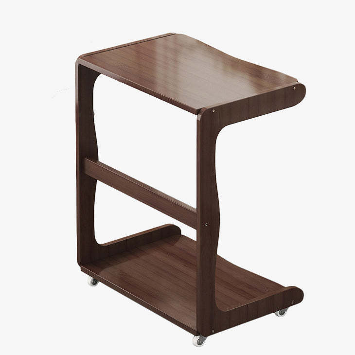 Minimalist Bamboo Rectangular 2-Tier Wheeled End Table