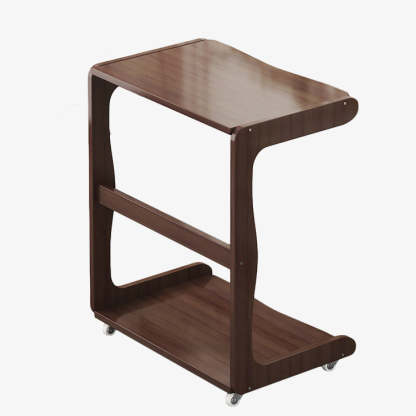 Minimalist Bamboo Rectangular 2-Tier Wheeled End Table