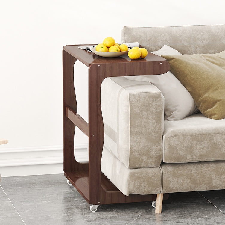 Minimalist Bamboo Rectangular 2-Tier Wheeled End Table
