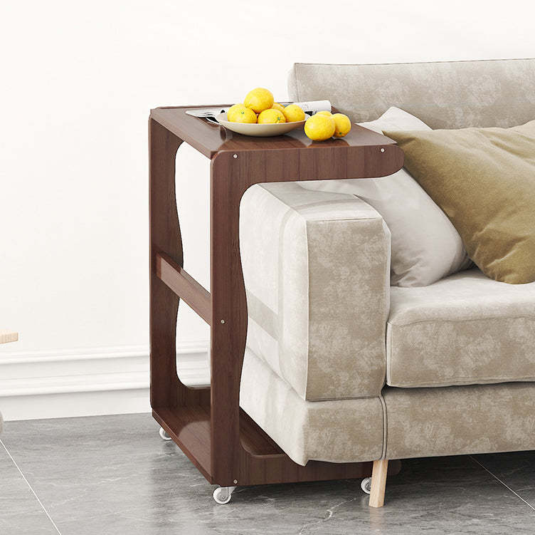 Minimalist Bamboo Rectangular 2-Tier Wheeled End Table
