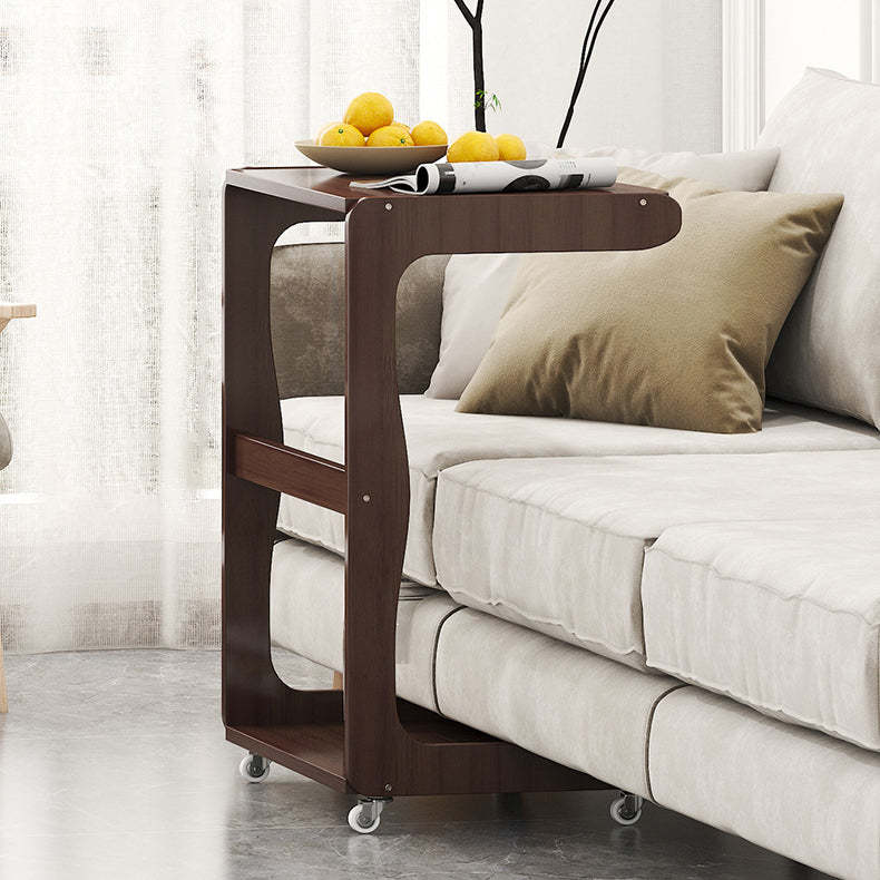 Minimalist Bamboo Rectangular 2-Tier Wheeled End Table