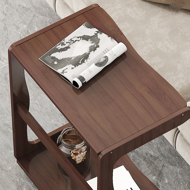 Minimalist Bamboo Rectangular 2-Tier Wheeled End Table