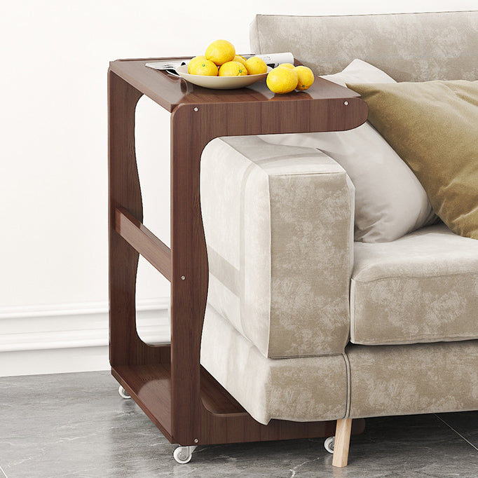 Minimalist Bamboo Rectangular 2-Tier Wheeled End Table