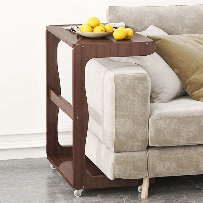 Minimalist Bamboo Rectangular 2-Tier Wheeled End Table