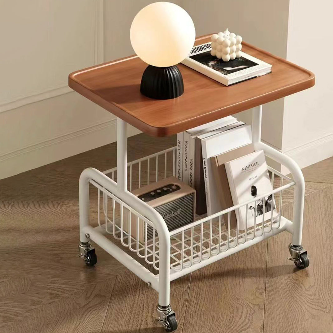 Minimalist Metal Rectangular End Table — A / White + White Frame