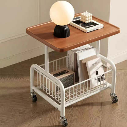 Minimalist Metal Rectangular End Table — A / White + White Frame