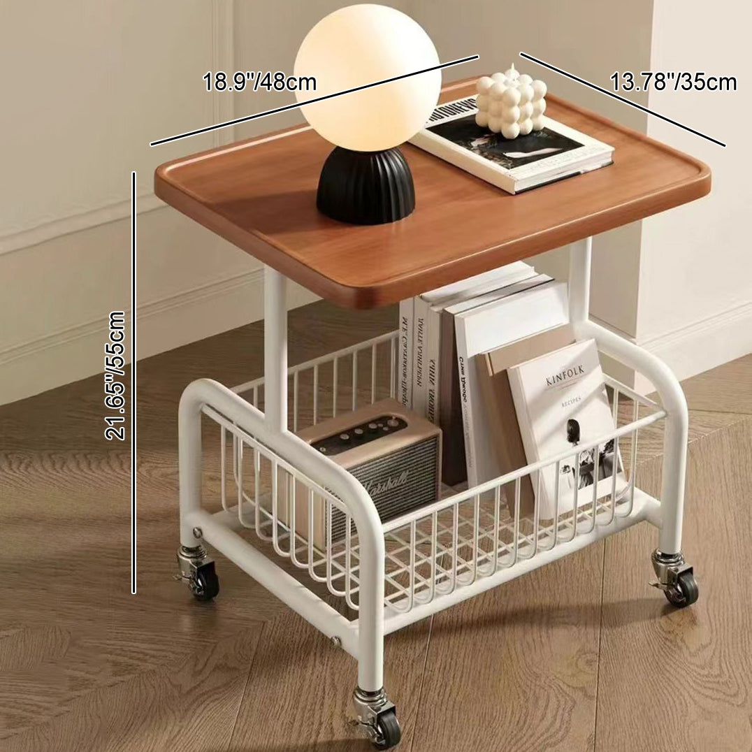 Minimalist Metal Rectangular End Table — B / Walnut + White Frame