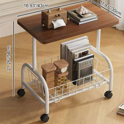Minimalist Metal Rectangular End Table — B / Walnut + Black Frame
