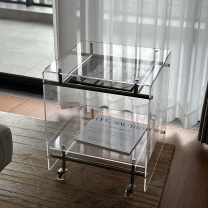 Minimalist Acrylic 2-Tier Table — Black Partition