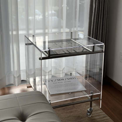Minimalist Acrylic 2-Tier Table — Transparent Partition
