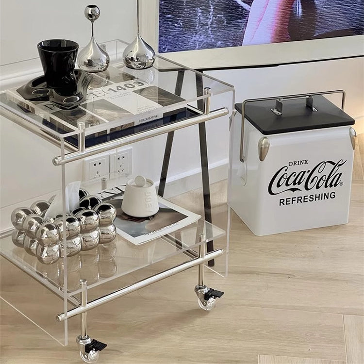 Minimalist Acrylic 2-Tier Table — White Partition