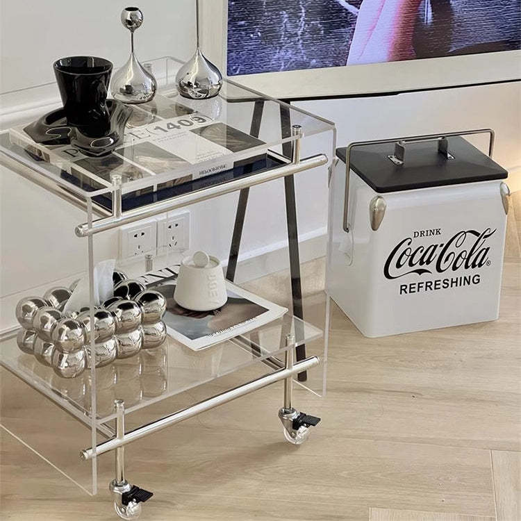 Minimalist Acrylic 2-Tier Table — White Partition