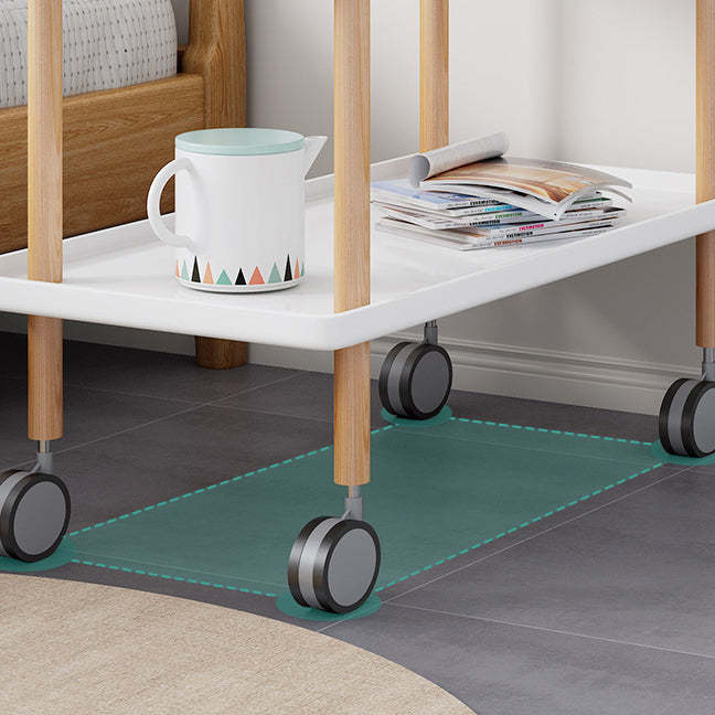 Minimalist Wood Rectangular 2-Tier Wheeled End Table