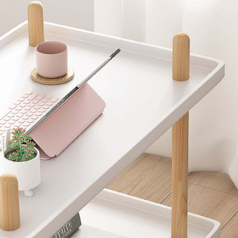 Minimalist Wood Rectangular 2-Tier Wheeled End Table